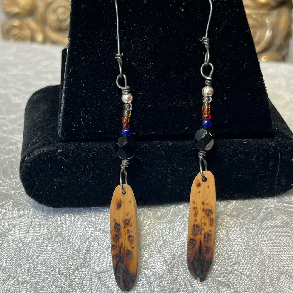 Elegant Wooden Beaded Earrings